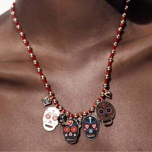 Zara Multicolor Skull Charm Necklace